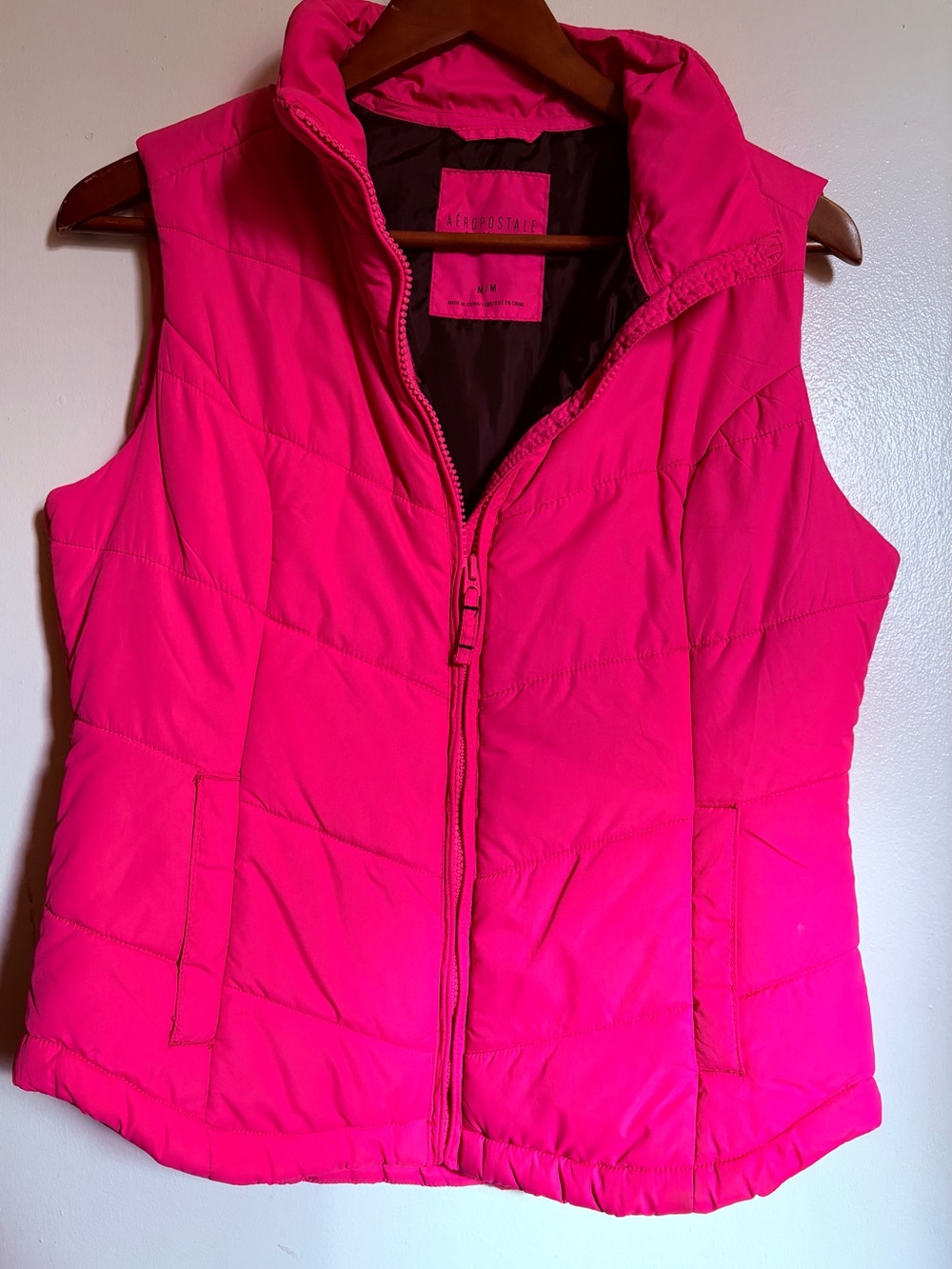 Aeropostale Hot Pink Quilted Puffer Vest